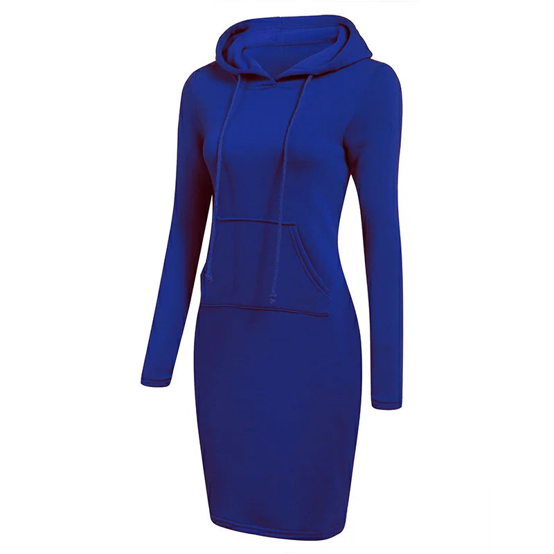 Hooded Sweatshirt Dress – Casual Pocket Mini Style