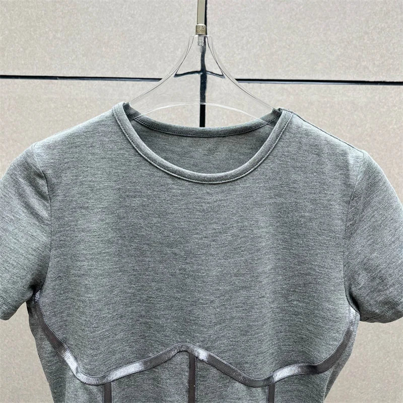 Cotton Knit Bodysuit – Slim Fit Round Neck Tee