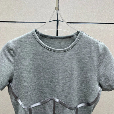 Cotton Knit Bodysuit – Slim Fit Round Neck Tee