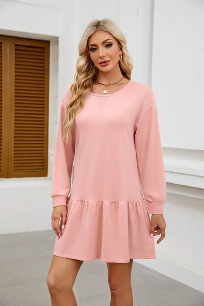 Sweater Bodycon Dress – Solid Round Neck Autumn Look