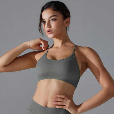 Cross-Back Sports Bra – Padded Yoga Bralette