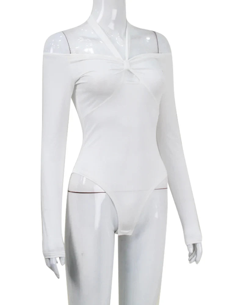 Off-Shoulder Long Sleeve Bodysuit – Sexy Slim Fit Streetwear