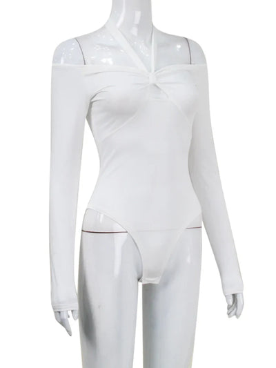 Off-Shoulder Long Sleeve Bodysuit – Sexy Slim Fit Streetwear