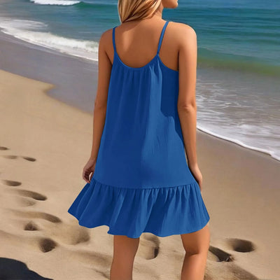 Spaghetti Strap Ruffle Dress – Sleeveless Beach Look