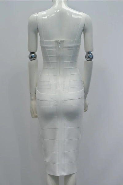 2024 Bandage Bodycon Midi Dress – Royal Spaghetti Strap Party Style