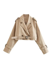 Belt Cropped Trench Spring Jacket