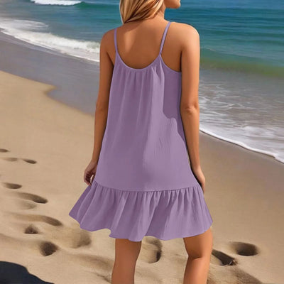 Spaghetti Strap Ruffle Dress – Sleeveless Beach Look