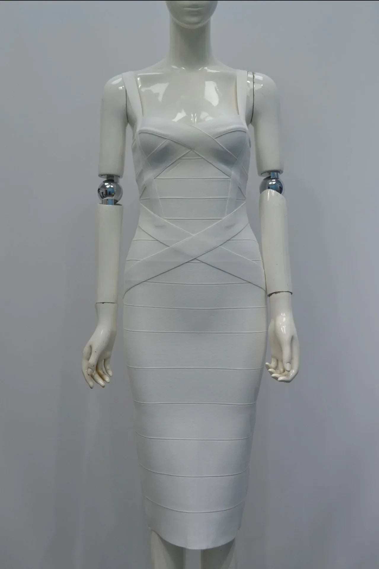 2024 Bandage Bodycon Midi Dress – Royal Spaghetti Strap Party Style