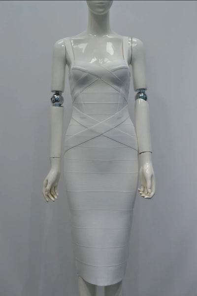 2024 Bandage Bodycon Midi Dress – Royal Spaghetti Strap Party Style
