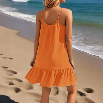 Spaghetti Strap Ruffle Dress – Sleeveless Beach Look
