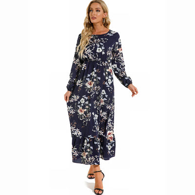 Bohemian Floral Maxi Dress – High Waist Chiffon Look