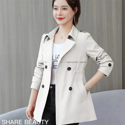 Slim Pink Trench – Women’s Korean Style Coat