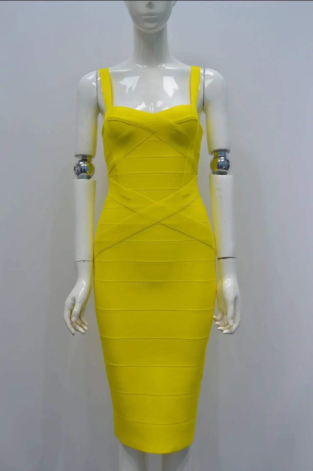 2024 Bandage Bodycon Midi Dress – Royal Spaghetti Strap Party Style