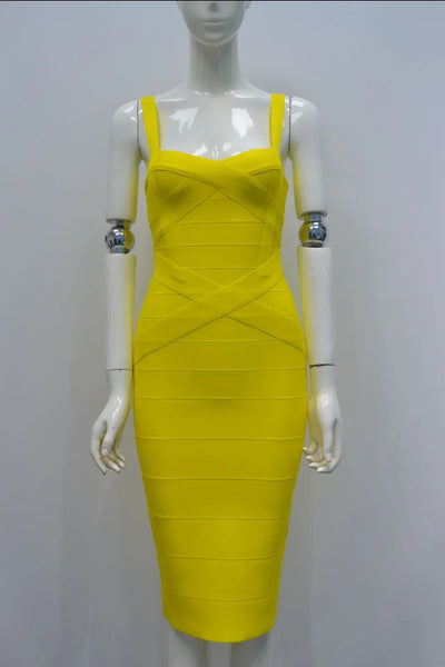 2024 Bandage Bodycon Midi Dress – Royal Spaghetti Strap Party Style