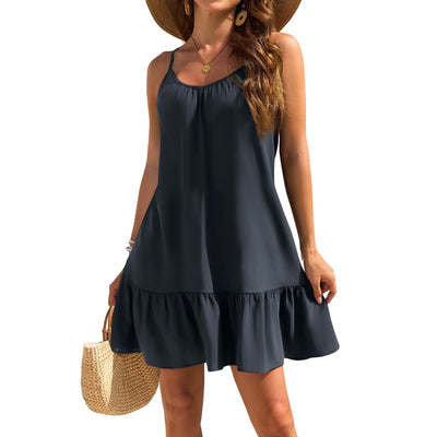 Spaghetti Strap Ruffle Dress – Sleeveless Beach Look