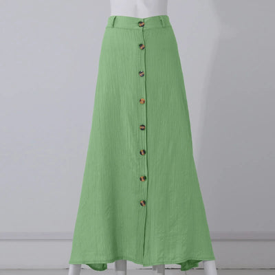 Boho High Waist Button Midi Skirt – Daily & Beach Wear