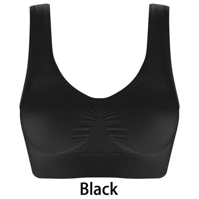 Seamless Ribbed Sports Bra – Black Yoga Crop Top