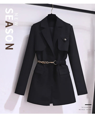 Korean Style Blazer – Women’s Lace-Up Jacket