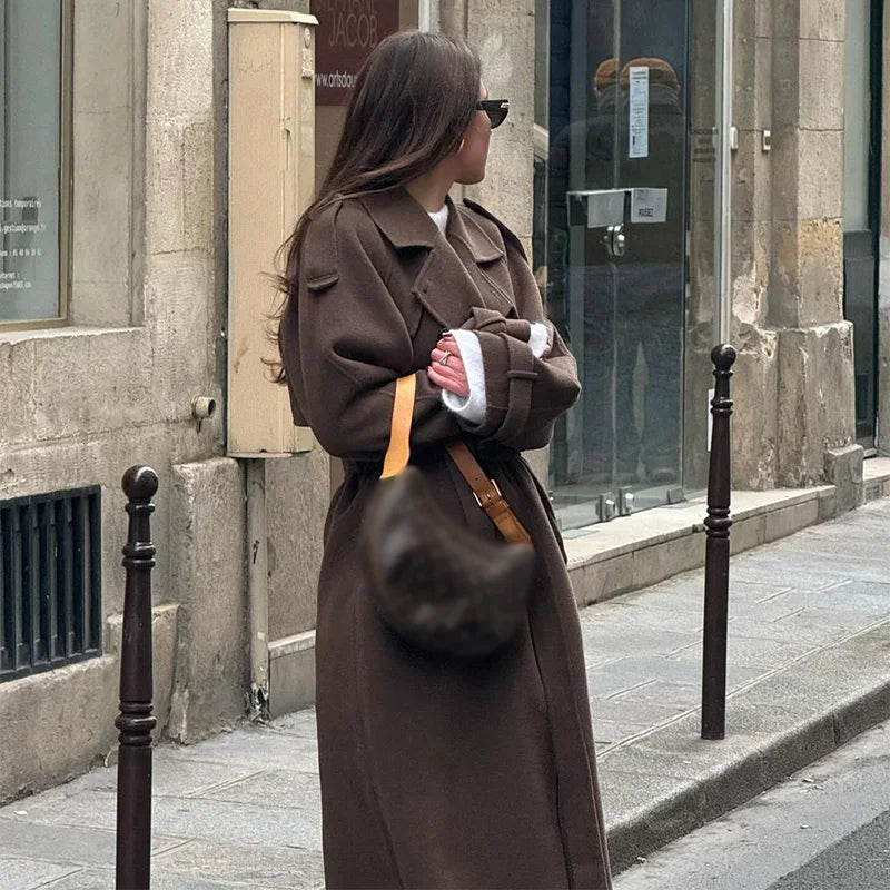 Wool Blend Coat – Elegant Belted Winter Wear
