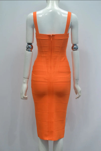 2024 Bandage Bodycon Midi Dress – Royal Spaghetti Strap Party Style