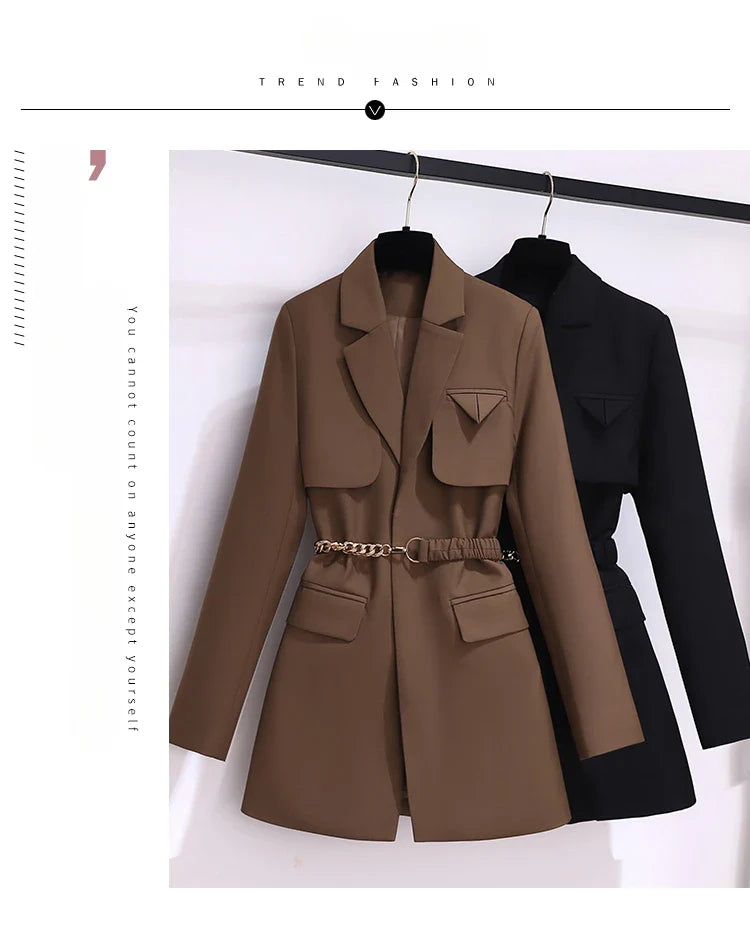 Korean Style Blazer – Women’s Lace-Up Jacket