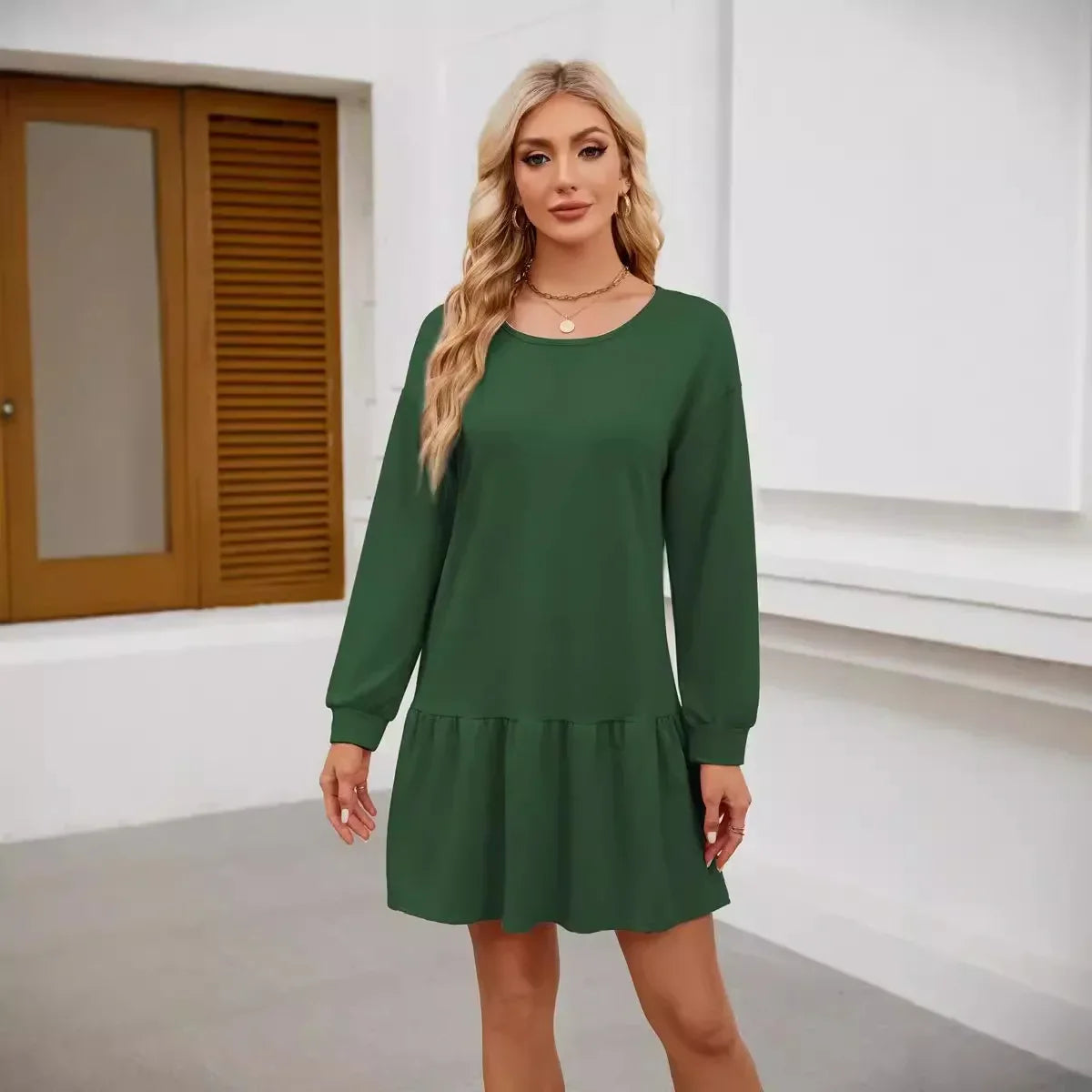 Sweater Bodycon Dress – Solid Round Neck Autumn Look