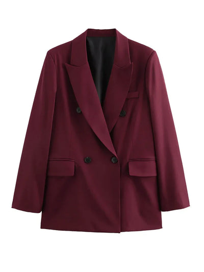 Burgundy Long Blazer – Women’s Formal Jacket