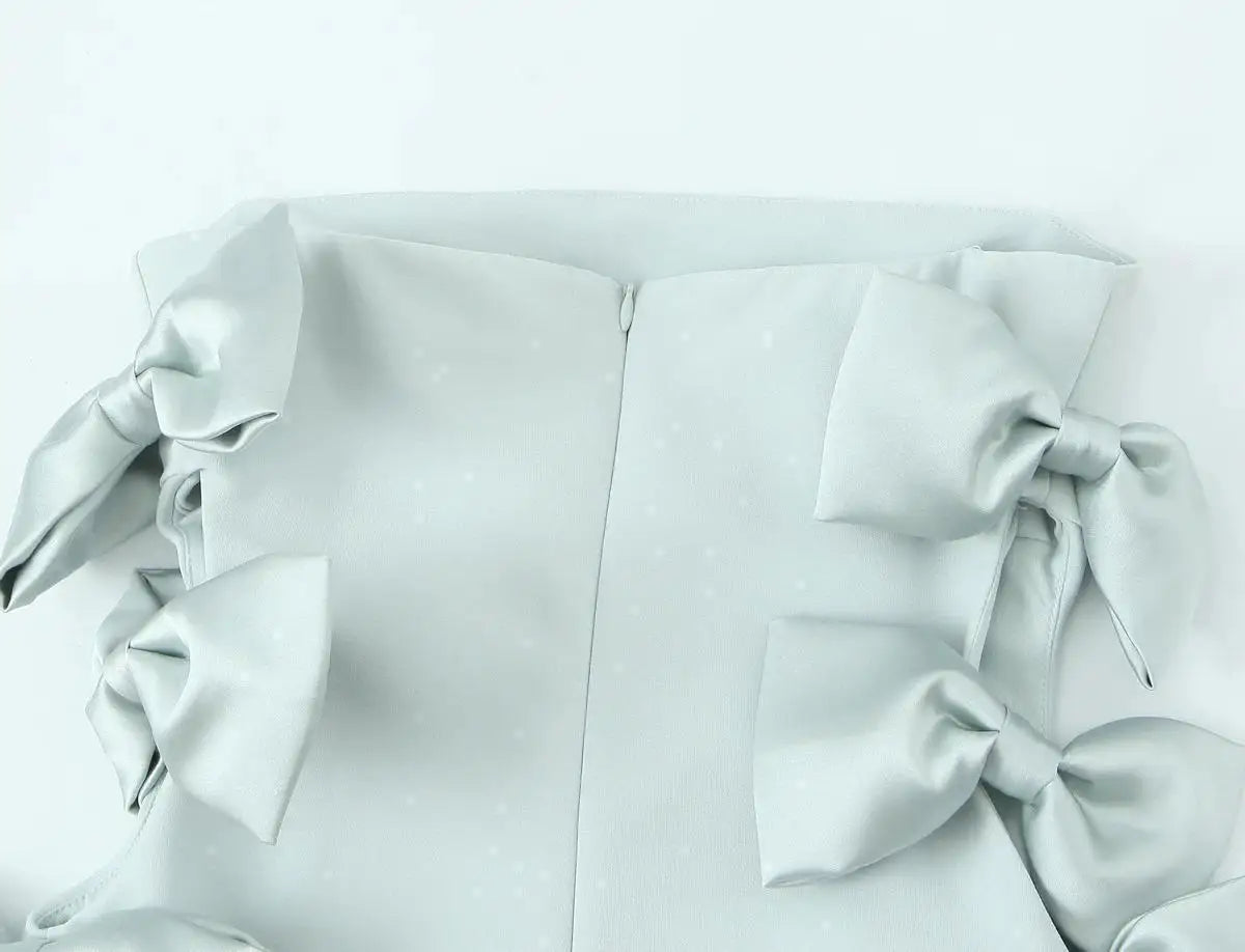 Off-Shoulder Hollow-Out Bow Midi Dress – Summer Party Style