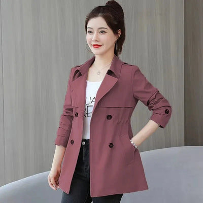 Slim Pink Trench – Women’s Korean Style Coat