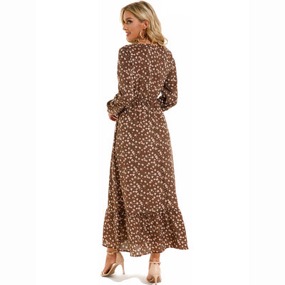 Bohemian Floral Maxi Dress – High Waist Chiffon Look