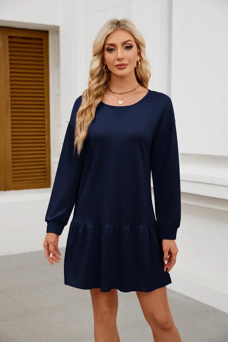 Sweater Bodycon Dress – Solid Round Neck Autumn Look
