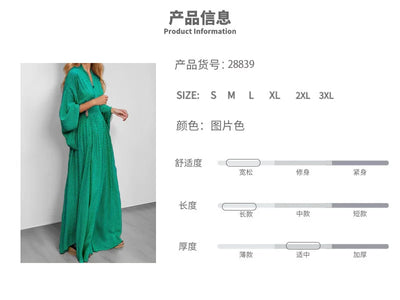 2025 Vacation Maxi Dress – Sexy Folded V-Neck with Long Sleeves
