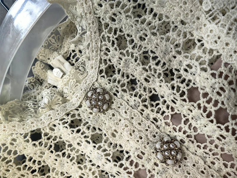 Luxury Lace Midi Dress – Embroidered A-Line Party Style for Spring/Autumn 2025