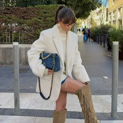 Faux Fur Blazer – Women's Long Jacket