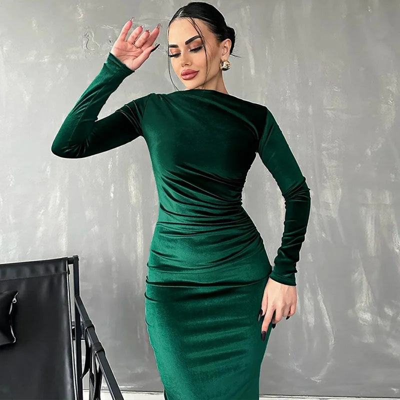 Round Neck Long Sleeve Dress