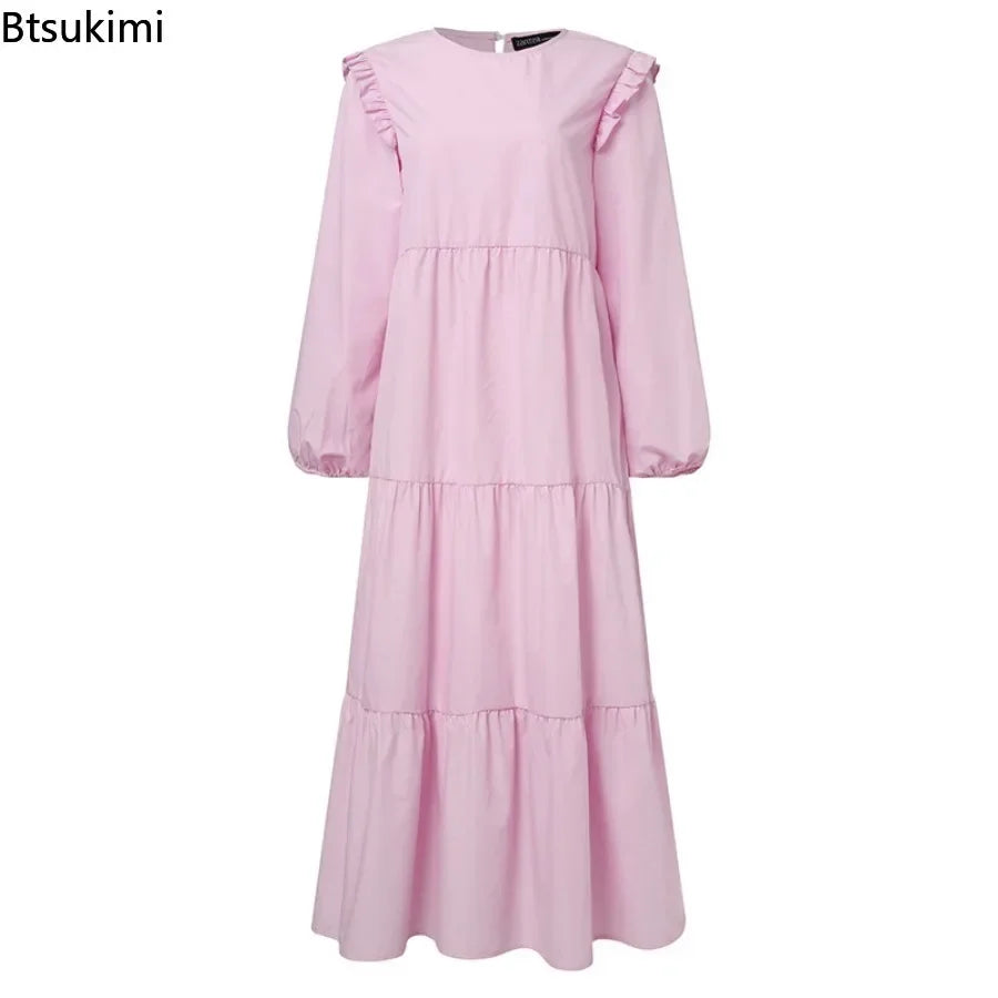 2025 Modest Maxi Dress – Vintage O-Neck Islamic Kaftan Abaya Style
