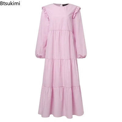 2025 Modest Maxi Dress – Vintage O-Neck Islamic Kaftan Abaya Style