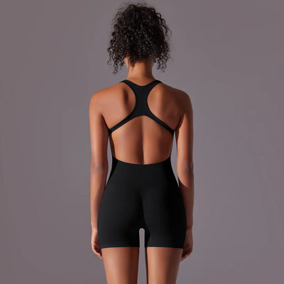 Backless Fitness Bodysuit – Sleeveless Yoga Jumpsuit
