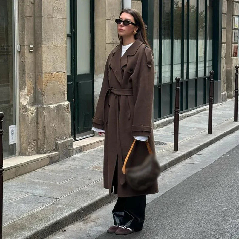 Wool Blend Coat – Elegant Belted Winter Wear