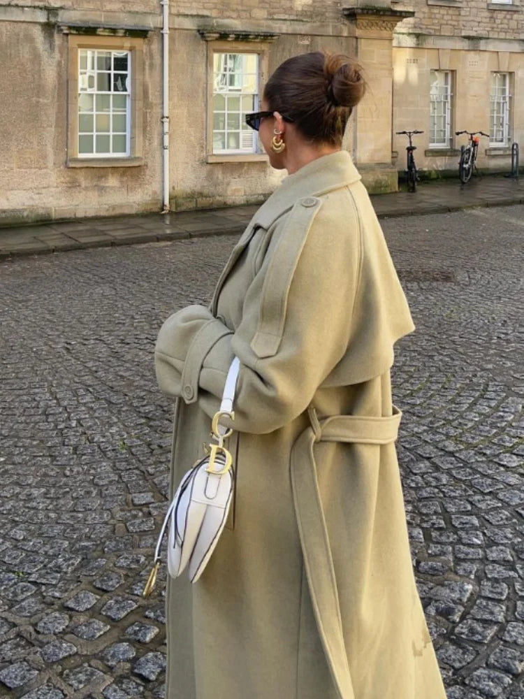 Wool Blend Coat – Elegant Belted Winter Wear