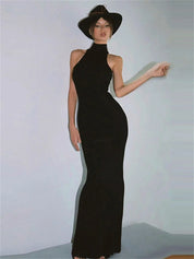 Black Turtleneck Slim Maxi Dress