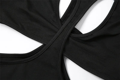 Cut-Out Bodysuit – Sexy Long Sleeve Skinny Fit in Black