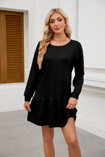 Sweater Bodycon Dress – Solid Round Neck Autumn Look