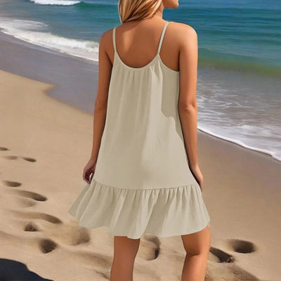 Spaghetti Strap Ruffle Dress – Sleeveless Beach Look