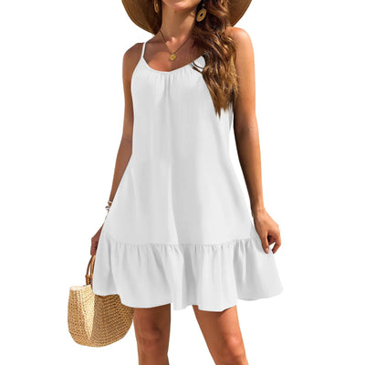 Spaghetti Strap Ruffle Dress – Sleeveless Beach Look