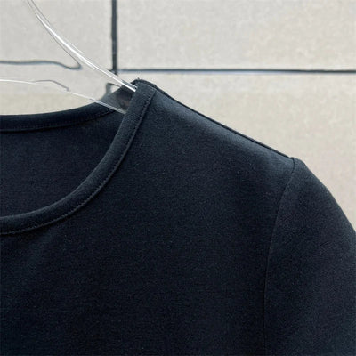 Cotton Knit Bodysuit – Slim Fit Round Neck Tee