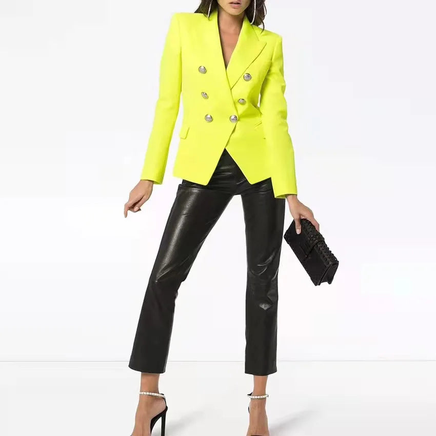 Pink Slim Blazer – Women’s Double Breasted