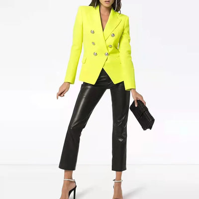 Pink Slim Blazer – Women’s Double Breasted