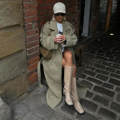 Wool Blend Coat – Elegant Belted Winter Wear