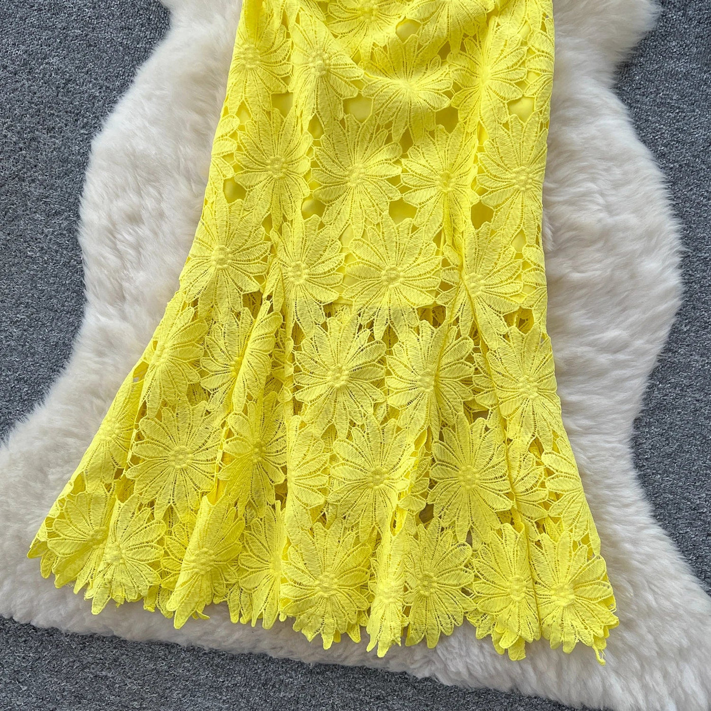 Slim Fit Lace Maxi Dress – French Hollow Out Style